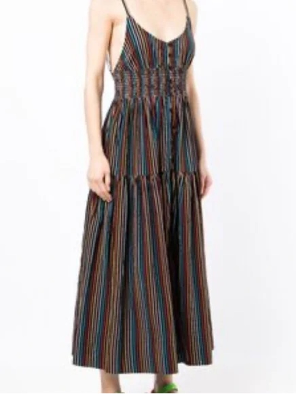 Solid & Striped Skyler Rainbow Striped Smocked MidiDress